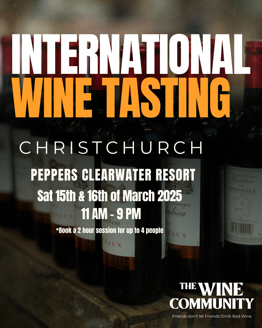 Wine Tasting at Christchurch Saturday 15 March 2025