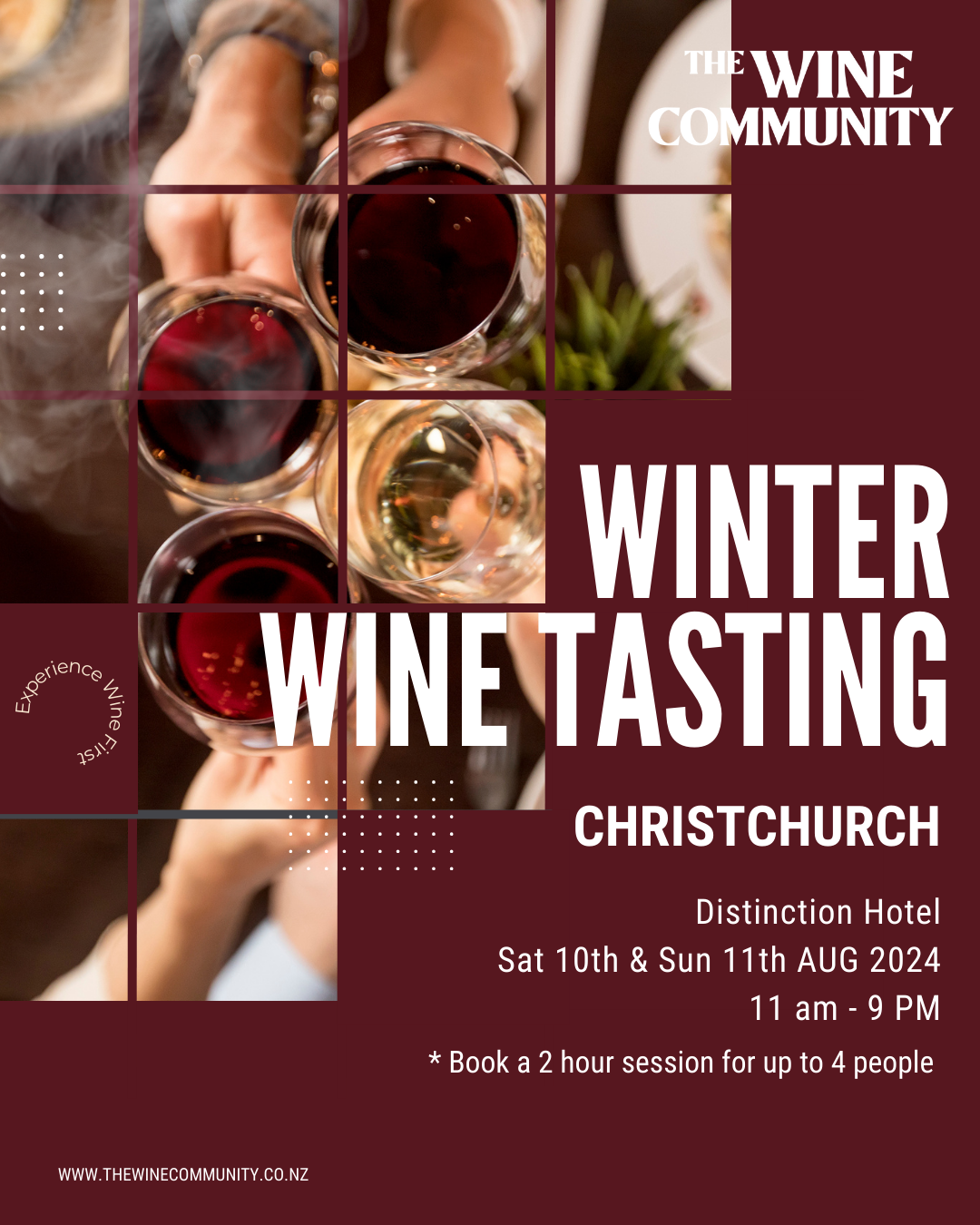 Wine Tasting at Christchurch Sunday 11th August 2024