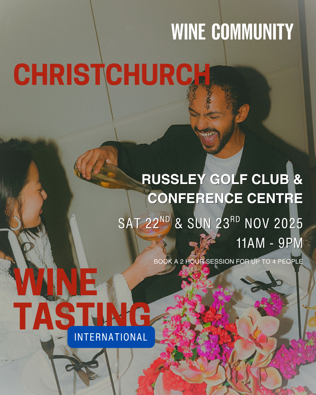 Wine Tasting at Christchurch Saturday 22nd Nov 2025