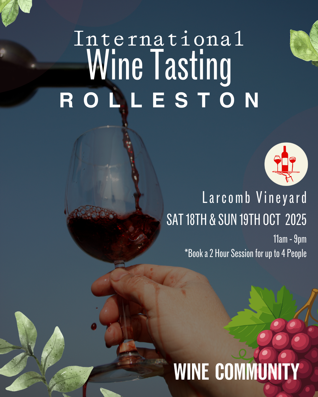 Wine Tasting at Rolleston Sunday 19th October 2025