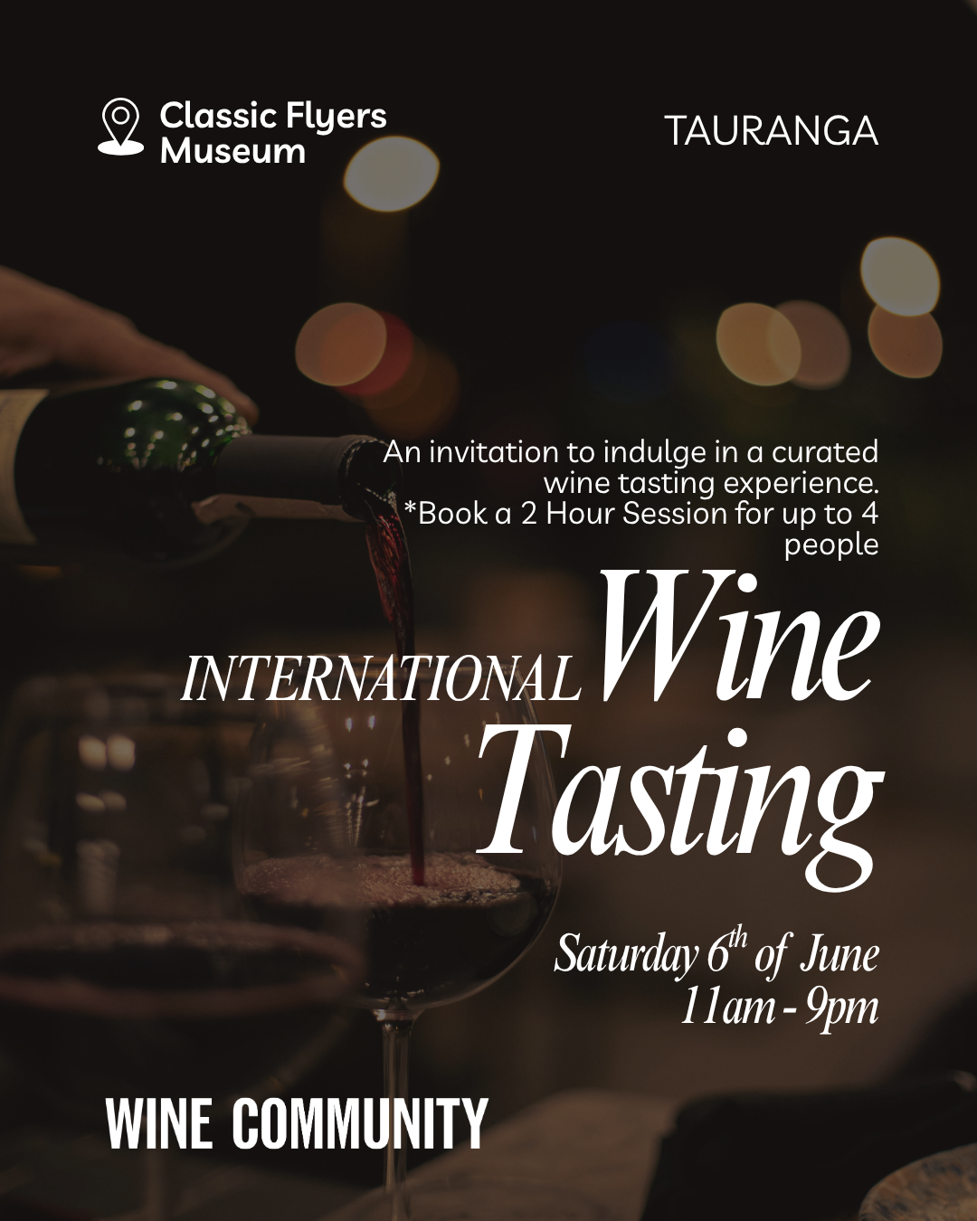 Wine Tasting at Tauranga Saturday 6th June 2026