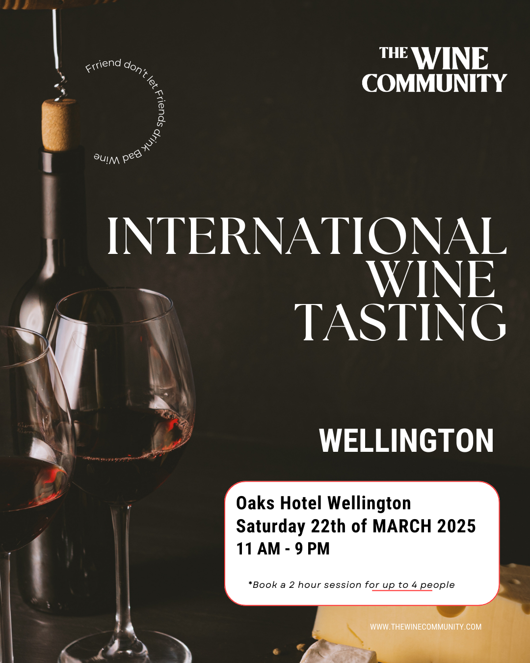 Wine Tasting at WELLINGTON SATURDAY 22 March 2025